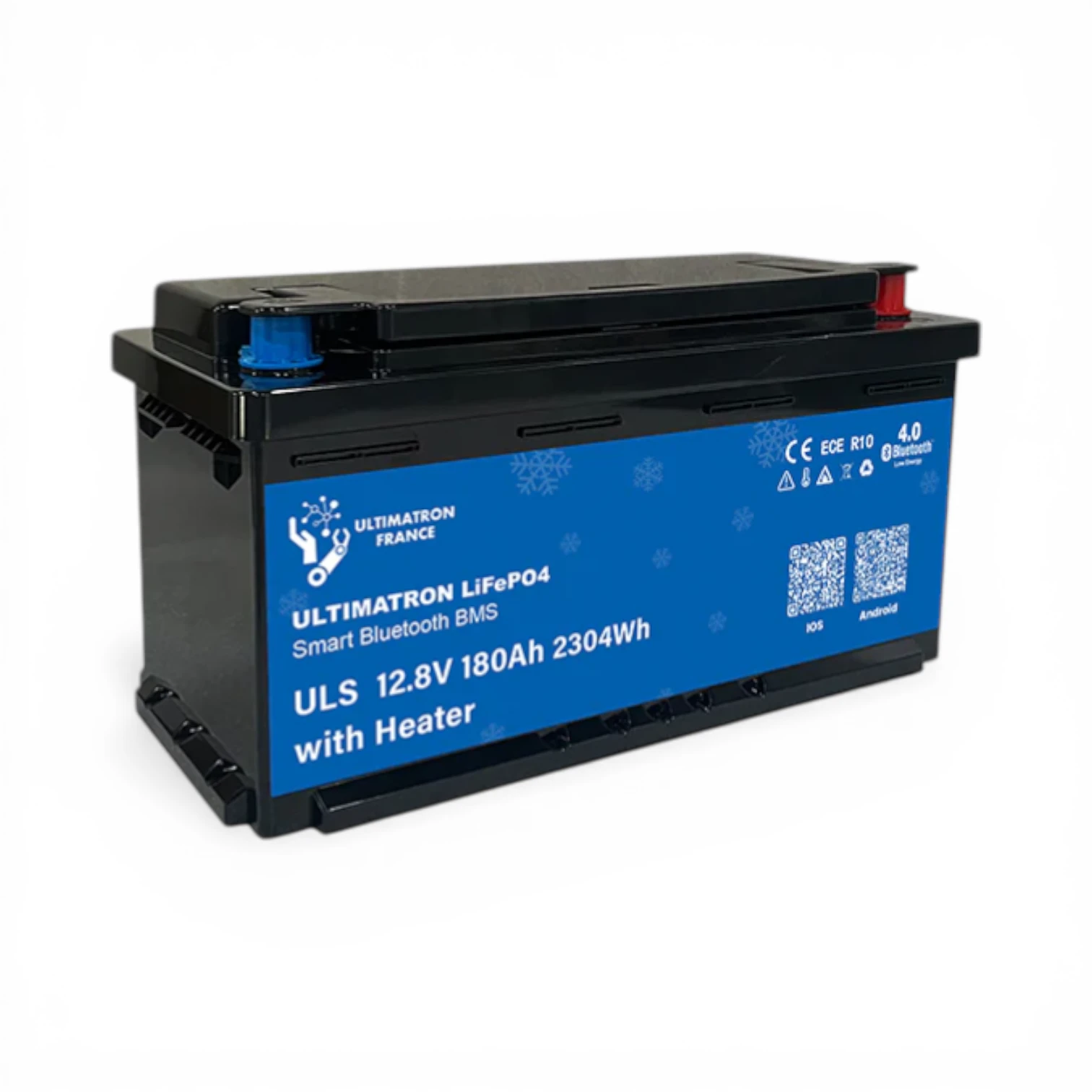Batterie Lithium LiFePO4 Ultimatron 12.8V 180Ah Bluetooth Smart BMS Chauffante Spécial Siège