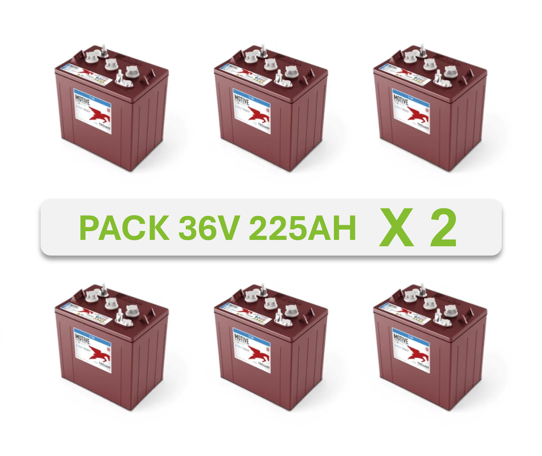 Batterie Trojan T105 6V 225h lot de 12 batteries